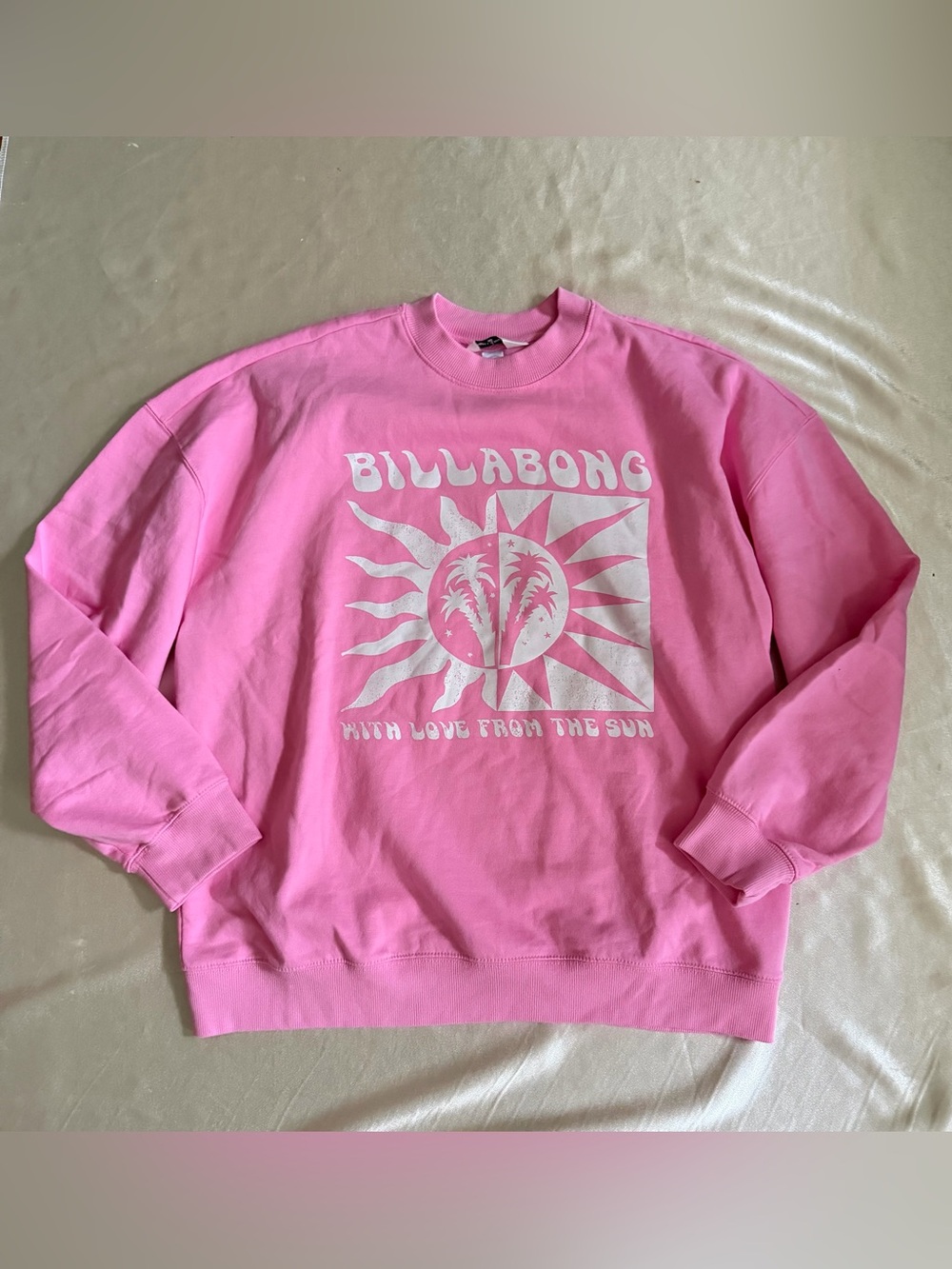 Billabong With Love From The Sun Graphic Crewneck Pullover Pink Sweatshirt Large